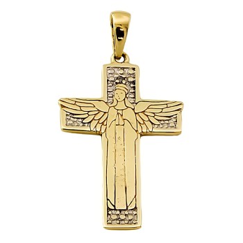 9ct gold Guardian Angel Cross Pendant